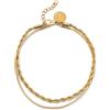 SINGULARU - Bracciale Nautic. Acciaio con Finitura Placcata Oro 18Kt. Due Catene. Lunghezza 16 + 3 cm. Gioielli per Donna