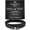 SOFIA FERRER Regali per uomini 50 anni, bracciale in pelle, regalo uomo compleanno, bracciale in pelle, 40 anni uomo, regali originali per uomini 50 anni, papà, fratello, Mediano, Pelle sintetica,