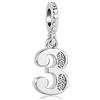 FGT Ciondolo con numeri fortunati per braccialetti e collane con ciondolo 0, 1, 2, 3, 4, 5, 6, 7, 8, 9 tonalità argento con zirconia cubica trasparente, Metallo, Zirconia cubica