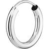 NKlaus orecchini singoli a cerchio in argento 925 15mm spessore 2,5mm orecchini tondi 2562