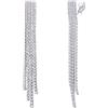 QUKE Orecchini a clip con cristalli di zirconia, a forma di catena con nappa, a goccia, non forati, per donne e ragazze, Lang, Argento, Zirconia cubica