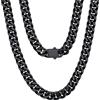 U7 Collana uomo nera a catena cubana da 9mm catena acciaio uomo grossa placcato nero a maglia cubana miami girocollo acciaio inossidabile lunghezza 51cm confezione regalo