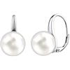 SILVEGO Orecchini da Donna in Argento Sterling 925 con Perla Bianca Swarovski Crystals, LPS061912MM