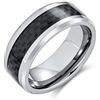 Bling Jewelry Modello Geometrico Grigio Nero Fibra Di Carbonio Intarsio Coppie Titanio Fedi Nuziali Per Gli Uomini Per Le Donne Comfort Fit 8Mm
