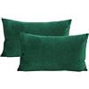 VAKADO Copricuscini Velluto Morbido Verde Lombare Federe Decorative per Cuscini rettangolari accoglienti Decorazioni per la casa per Soggiorno Divano Auto 12x 20 Set di 2