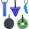 GNAWRISHING Collane da masticare per bambini sensoriali, 5 pezzi, giocattoli masticabili sensoriali blu per autismo, ragazze e ragazzi, ADHD, bambini e adulti