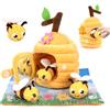 LinStyle Giocattoli per bambini da 6 a 12 mesi, morbido alveare con 4 api specchio tappetino da gioco Montessori, giocattolo motorio, regalo di compleanno, Pasqua, Natale, per bambini, 1 2 anni