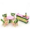 KARLOR Set di 6 mobili per la casa delle bambole, in legno, da cucina, in miniatura, per la cucina, per la sala da pranzo, 4 sedie, accessori per la casa delle bambole, 1:12