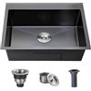 Ecoxsnz Lavello da cucina nero, 38 x 30 cm, in acciaio inox, compatto, con scolapiatti e scolapiatti, ideale per piccole cucine, bar o ripostigli, nero, 50 x 40 cm