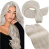 LaaVoo Extension Capelli Veri Tessitura Biondo Platinum, 50 cm 100 g, Remy Umani Lisci, Effetto Sfumato Naturale, per Look Unico e Tendenze Moda #60