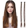 SJZDYLXY 2 extension per capelli con clip, per coda di cavallo, dritte, con clip, piccole trecce, per donne, marrone chiaro, 55,9 cm
