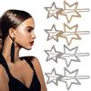 Teaaha 4 fermagli per capelli a forma di stella, argento e oro, con stella, per capelli decorativi, per donne e ragazze
