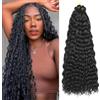 DXdixiu Extension per capelli lunghe e ricci intrecciate Ocean Wave, capelli sintetici morbidi, trecce profondamente ondulate per donne (1B#, 61 cm-6T)