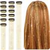 Abeillo 12 ciocche di capelli con glitter, 50,8 cm, capello, extension per ragazze, accessori per feste