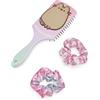Pusheen the Cat Pusheen Set spazzola per capelli e elastico per capelli da donna | Bobble e spazzola piatta con stampa all-over per adulti con gatto 3D | Spazzola per cuscino districante multicolore e fascia
