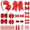 SKHAOVS 40 Pezzi Rosso Tiny Hair Bows Clips Grosgrain Ribbon Bows Barrette per capelli Mollette per Capelli Bambina Fermagli Capelli Clip Dolci Elastici Ragazze Bambini Neonati (Rosso)