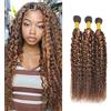 Weeybay Curly Wave Human Hair Bundles Capelli Veri Tessitura P4/30 Highlight Brown Color Capelli Naturali Umani Donna Human Hair Extensions Double Weft Weave 50g/Piece 30 32 34 Inch
