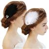 MWOOT 4 Pezzi Fermagli Capelli Piume, Fascinator Gioielli Capelli Anni 20 per Donne Ragazze, Vintage Fermaglio Capelli Piume Nera Bianca con Strass per Matrimonio Danza Festa del Tè