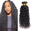 Weeybay Water Wave Human Hair Bundles Capelli Veri Tessitura Natural Black #1B Color Capelli Naturali Umani Donna Human Hair 3 Extensions Double Weft Weave 50g/Piece 30 30 30 Inch