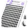 BEYELIAN Manga Lash Cluster 144 pz Spikes Anime Ciglia Cluster | Extension per ciglia finte a ciuffetto naturale, con punte, per fai da te, effetto bagnato, fascia nera (D06)