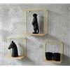 Galeara design Mensola a muro in metallo nero o bianco con legno di bambù CAVOO - Set di 3 - Facile da appendere - Mensola a muro decorativa nera - Mensola a muro piccola (Oro)