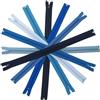 Aerzetix - Set di 8 Cerniere Lampo a Spirale N°5 45cm separabili con cursore - in Metallo Nylon Poliestere - Colore tonalità Blu - per Cucito Artigianato creazioni Tessili