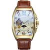 SEWOR uomo Tourbillon Moon Phase meccanico automatico orologio da polso con fascia in vetro rivestimento blu (Platino)