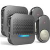 SURFOU Campanello Senza Fili Da Esterno Impermeabile Wireless 300M Distanza 2 Trasmettitore Casa interno 2 Ricevitore per gli Anziani 55 Suonerie includere il Natale 5 Volumi e Indicatori LED, Nero