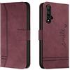 Bravoday Cover per Honor 20 / Honor 20S / Nova 5T, Flip Custodia in Pelle PU Portafoglio Custodia per Honor 20 / Honor 20S / Nova 5T, con Slot per Schede, Vino Rosso