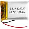 Liter energy battery Batteria 422025 LiPo 3.7V 180mAh 0.666Wh 1S 5C Liter Energy Battery per l'elettronica Ricaricabile Telefono Portatile Smartwatch Orologio GPS - Non adatto per Radiocomando 27x20x4mm (180mAh|422025)