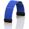 LINKUP - AVA 50cm ATX 24 (20+4) pin Scheda Madre Cavo di Prolunga per Alimentatore con Guaina Intrecciata PSU Con Pettini┃Design Robusto e Rigido┃Confezione Singola┃500mm - Blu
