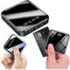 SECURITY TOYS Batteria esterna, ricarica rapida 10.000 mAh - Mini Power Bank Portatile con display LED USB, batteria esterna ricarica rapida compatibile iPhone 14 13 12 Samsung Huawei Xiaomi, Nero - Porte USB.
