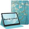 FINTIE Custodia per iPad Air 11 Pollici M4/M3/M2 (2026/2025/2024), iPad Air 5a/4a Gen 10,9 Pollici (2022/2020) con Portapenne, Multi-angli Folio Cover con Pocket e Auto Svegliati/Sonno, Blossom