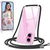 Jrkvniv Cover per iPhone 16 con Cordino, Trasparente Custodia con Laccio Collo Tracolla Corda Cinghia Laccetto, Ultra Sottile Morbido TPU Silicone Antiurto AntiGraffio Case, Nero
