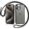 Knrlqim Cover con Cordino per iPhone 15 Pro Max, Custodia con Laccio per Collo, Protezione Antiurto Opaca Traslucida, Cover TPU Silicone con Cordino Regolabile, Case Soft-Touch & Anti-Impronta, Nero