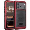 Beeasy Cover per iPhone 17 Pro Max IP68 Impermeabile Custodia Militare Antiurto Resistente 360° Metallo Armor Protezione Schermo Integrata Rugged Robusta Indistruttibile Subacquea Antipolvere Rosso