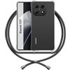 ANFAIRLACE Cover Cordino Compatibile con Xiaomi 15T, Custodia Laccio Trasparente Silicone Morbido Regolabile Antiurto Rinforza Angoli Cuscino d'Aria Chiaro Case, Nero