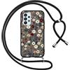 Votvloay Cover Cordino per Samsung Galaxy A53 5G 6,5, Collana Corda Tracolla Laccio Ragazze Custodia con Aesthetic Disegni Fiori, Silicone Sottile TPU Antiurto Protettiva Case per Samsung A53, Nero