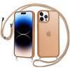 Knrlqim Cover con Cordino per iPhone 14 Pro Max, Custodia con Laccio per Collo, Protezione Antiurto Opaca Traslucida, Cover TPU Silicone con Cordino Regolabile, Case Soft-Touch & Anti-Impronta,Marrone