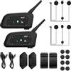 EJEAS V6 Pro 1200M BT citofono del motociclo di Bluetooth citofono del casco della motocicletta Headset con controllo del rumore avanzata per un massimo di 6 piloti sci e l'equitazione (2 Pezzo)