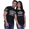 PicOnTshirt Camicie abbinate per coppie set per lui e lei King Queen T-shirt nera