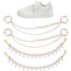UNICRAFTALE Catene di perle dorate a più strati con ciondolo di perle, lacci per scarpe in metallo, catena da sneaker a strati con nappine, catena da stivale con chiusura, accessori decorativi per