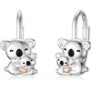 enjoylifecreative Orecchini Koala per Donne Ragazze Argento 925 Madre Figlia Orso Koala Appeso Orecchini Pendenti Compleanno Festa della Mamma Gioielli Regali per Mamma Figlia