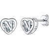 Supcare Cuore Orecchini Donna Argento 925, N Lettera Inizaile Orecchini Piccoli Donna, Tennis Orecchini Brillantini con Zirconi, Idee Regalo per Mamma Bambina