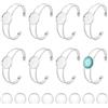 UNICRAFTALE 8Pz Vassoio Castone Bracciale Vuoto Argento Regolabile Castone Braccialetti Cabochon Bracciale Vuoto con Vassoio Rotondo 20mm Braccialetto Polsino Cupola con 8Pz Cupola di Vetro Rotonda