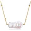 EVER FAITH Collana girocollo con perle barocche placcato oro vintage rettangolo collana di perle petite compleanno San Valentino festa della mamma gioielli regalo per donna, Perla simulata