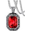FaithHeart Collana Uomo Vichingo Pendentivo in Ottagono Cristallo Rosso Smeraldo Ossidiana con Rune Vichinghe Accessorio Moda Unico Perfetto per Regalo Stile Personale