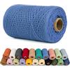 LEREATI Corda Macrame 1mm x 200m Filo Macrame Cordoncino Cotone Spago Colorato, Macramè Filo Cordino per Borse Uncinetto, Arazzo da Parete, Decorazioni, Fai da Te Artigianale (Blu)