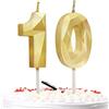 Prebarfun Candele Compleanno Oro Candela Numero 10 Candeline Compleanno Candele di Compleanno Metallizzato-Numero Adatto A Feste di Compleanno,Feste di Anniversario di Matrimonio,Serate di Laurea
