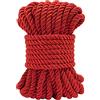 LEREATI - Corda intrecciata rossa da 7 mm x 10 m, corda in poliestere a 3 strati, corda soffice per lavori manuali, corda satinata per decorazioni, corda intrecciata decorativa in macramè per lavori